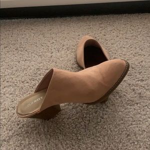 Tan suede mules